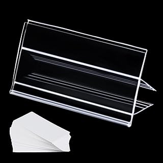 36pcs Wood Shelf Label Holder Plastic Price Tag Holder Supermarket Retail Sign PVC Clear Shelf Label Holder (Includes 50 Pieces Label Inserts) Perfect Fits 18 mm Wooden Shelving. - Image 1