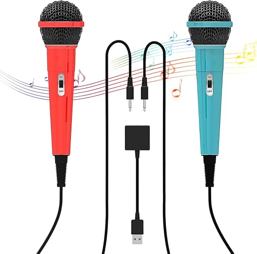 TEFELE 2-Piece 10FT Wired USB Device Microphone for Switch Gaming/PS5/PS4/XBOXONE/PC Gaming Microphone, 2 People Can Sing at the Same Time, High Sound Quality Capture, Anti-Tension Audio Cable