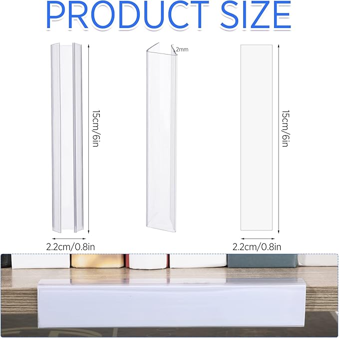Teling 30 Pieces Shelf Label Holder, Clear Plastic 0.875'' x 6'' Shelves Clip Wood Tags Ticket Sign Label Metal Holders for 0.75'' Thick Shelves Includes Matched Blank Inserts Offices Libraries