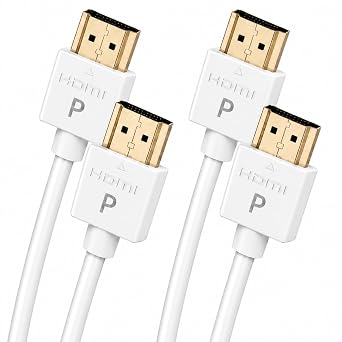 Pacroban Slim HDMI Cable (15ft-2 Pack, White) Flexible High-Speed HDMI 1.4 Cord Supports 10.2Gbps, ARC, Soundbar, 4K 30 Hz, 1080p TV Monitor Projector, HDCP 2.2 with Ethernet