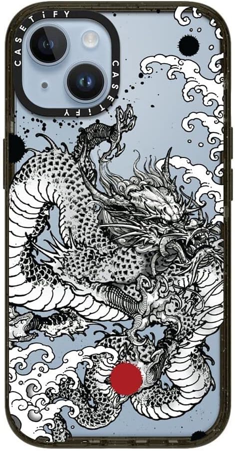 CASETiFY Impact iPhone 14 Case [4X Military Grade Drop Tested / 8.2ft Drop Protection] - Power Dragon by Gabe Shum - Glossy Black