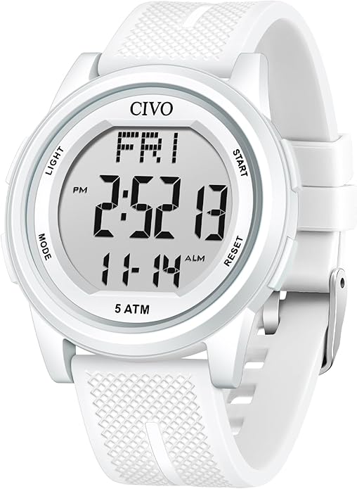CIVO Digital Watches for Men Women: Sports Waterproof Wristwatch with Stopwatch Alarm Date - LED Backlight Big Numbers Silicone Watch for Outdoor Camping Running Cycling