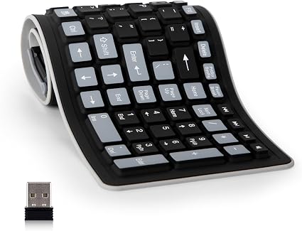 Silicone Keyboard, Foldable Wireless Rollup Keyboard for Computer, Laptop