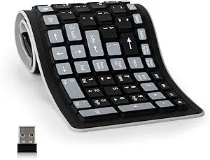 Silicone Keyboard, Foldable Wireless Rollup Keyboard for Computer, Laptop