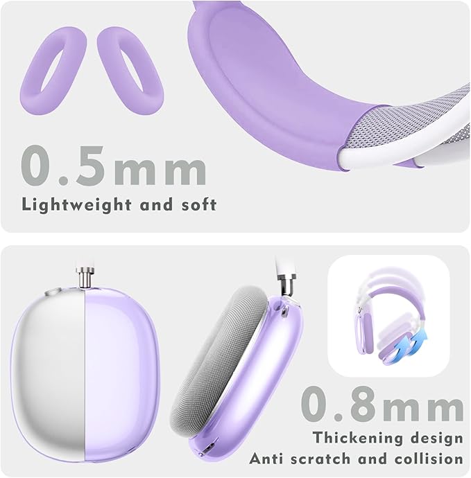 for AirPods Max case Cover,Anti-Scratch Ear Pad Case Cover/Ear Cups Cover/Headband Cover for AirPods Max. Clear Soft TPU and Silicone,Skin Scratch Proof.