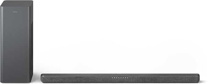 Philips B6309 2.1 Channel Soundbar with Wireless Subwoofer - Bluetooth, HDMI eARC, Dolby Atmos, DTS Virtual:X, 320W Max Power, Dark Grey