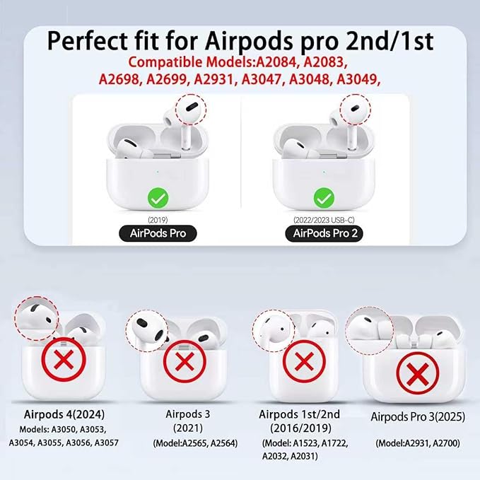 for AirPods Pro 2 Case for AirPods Pro2rd Gen | Full Drop Protection with Carabiner Keychain | Cute AirPods Pro 2st/1nd Generation Case for Men Women