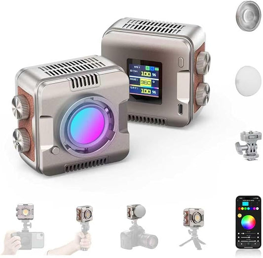 Tolifo Palm-Sized 40W RGB LED Photo Video Camera Light with Built-in Battery, Coldshoe, Diffusor and 60° Lenst, Full Color 2700K-6500K CRI97+/TLCI98+ 20 Scenes for Tiktoker, Vlogger and Streamer