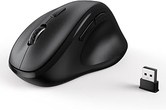 Ergonomic Wireless Mouse with USB Receiver for PC Computer, Laptop and Desktop, Ergo Mouse Vertical with Silent Clicks Long Battery Life, Up to 1600 DPI & 1 AA Battery Powered, Black - Image 1
