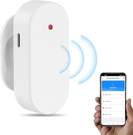 WiFi Human Presence Sensor: 24G mmWave Radar Bulit in Light Sensor, Zone Positioning, Sensitivity Settable,Tuya App Remote Control, Compatible with Alexa, Smart Motion Sensor for Home Automation