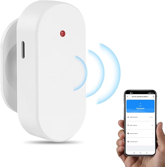 WiFi Human Presence Sensor: 24G mmWave Radar Bulit in Light Sensor, Zone Positioning, Sensitivity Settable,Tuya App Remote Control, Compatible with Alexa, Smart Motion Sensor for Home Automation