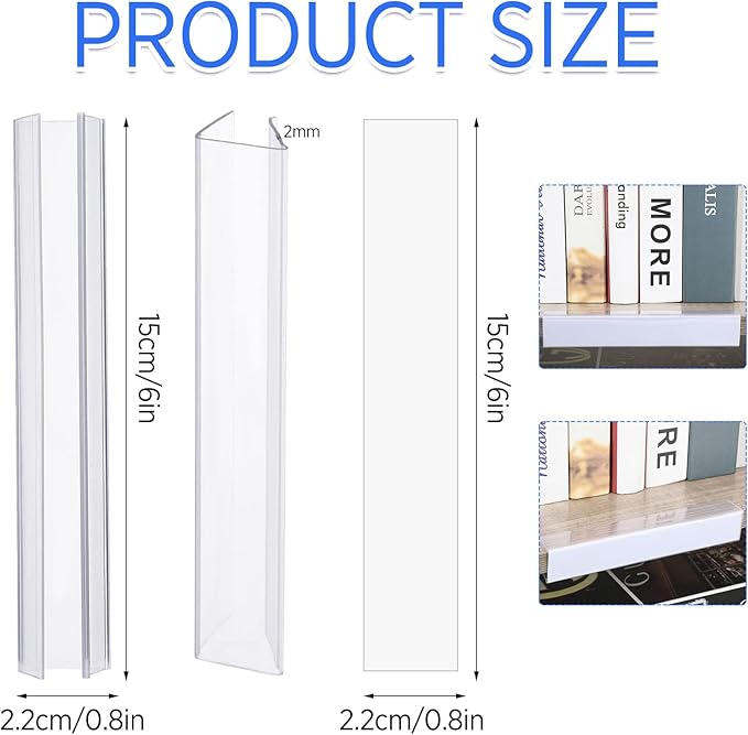 Teling 15 Pieces Shelf Label Holder, Clear Plastic 0.875'' x 6'' Shelves Clip Wood Tags Ticket Sign Label Metal Holders for 0.75'' Thick Shelves Includes Matched Blank Inserts Offices Libraries