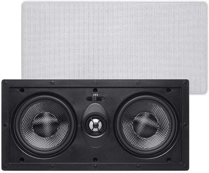 Monoprice 2-Way Carbon Fiber In-Wall Center Channel Speaker - Dual 5.25 Inch (Single) Easy Install For Home Theater - Alpha Series,Off-White
