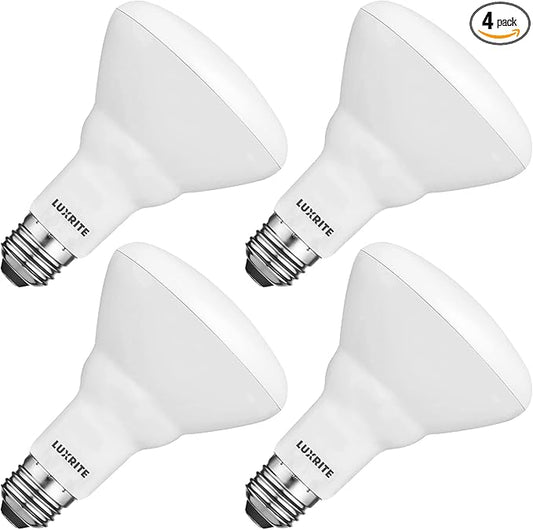 LUXRITE 4-Pack BR30 LED Bulb, 65W Equivalent, 6500K Daylight, Dimmable, 650 Lumens, LED Flood Light Bulbs, 8.5W, Energy Star, E26 Medium Base, Damp Rated, Indoor/Outdoor - Living Room and Kitchen