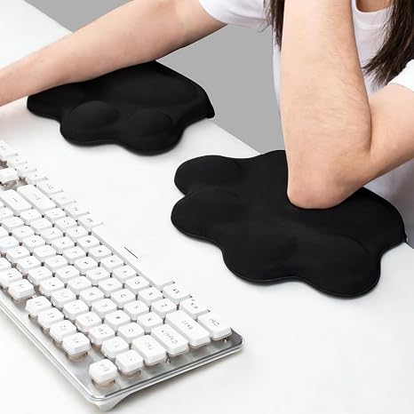 Black Desk Elbow Pad, Ergonomic Memory Foam Cat Paw Wrist Rest