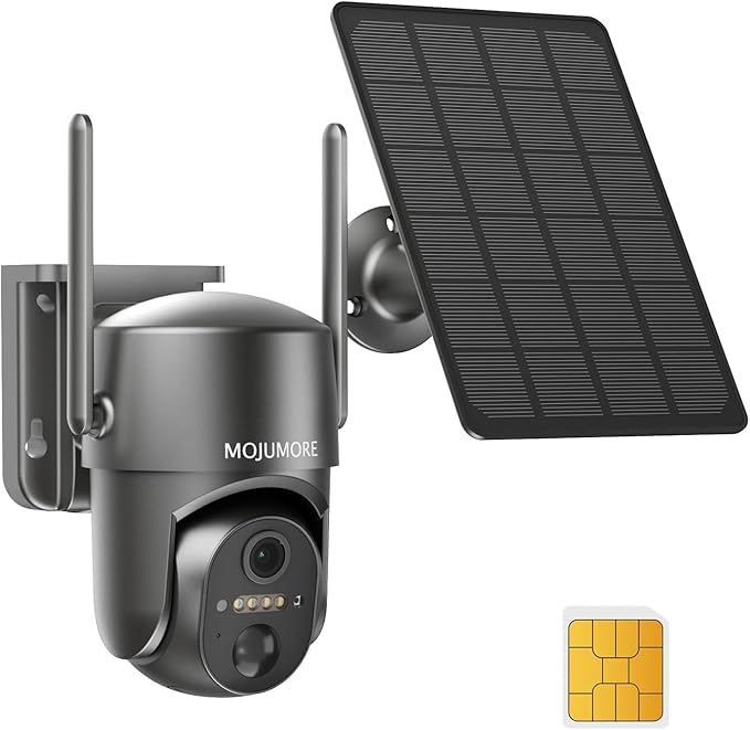 4G LTE Cellular Security Camera, No WiFi Security Camera Outdoor, Solar Security Cameras Wireless Outdoor, 2K Color Night Vision, Motion Alert, Playback, SIM Included, 2-Way Talk