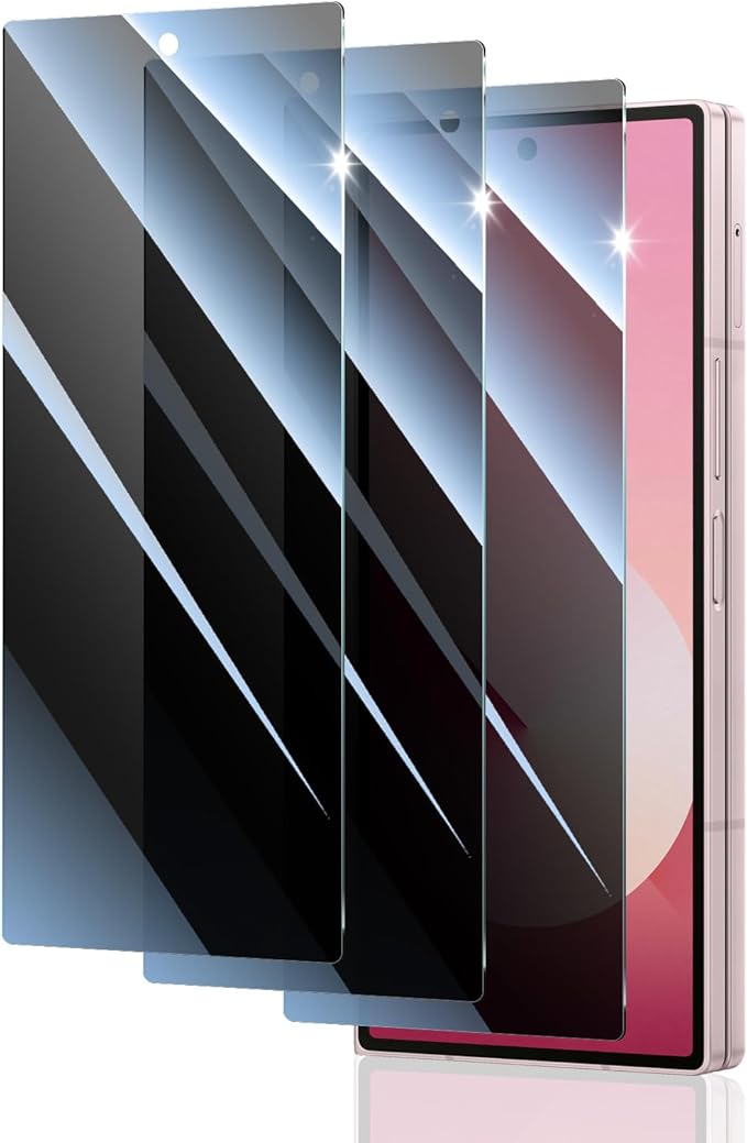 Privacy Screen Protector for Samsung Galaxy Fold 7 FE & Fold 6, Anti-Spy Tempered Glass, 9H Hardness Double Shatterproof, Impact Resistant & Scratch Proof - 3 Pack