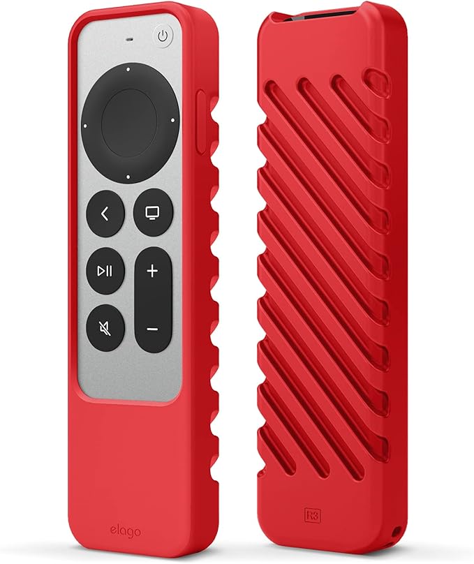 elago R3 Protective Case Compatible with 2022 Apple TV Siri Remote 3rd Generation, Compatible with 2021 Apple TV Siri Remote 2nd Gen - Lanyard, Great Grip, Shock Absorption, Drop Protection [Red]