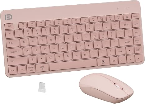 Compact Wireless Keyboard and Mouse Combo, 2.4G USB, Pink