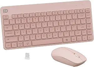 Compact Wireless Keyboard and Mouse Combo, 2.4G USB, Pink