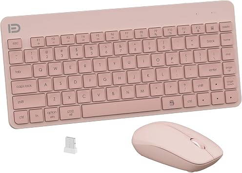 Compact Wireless Keyboard and Mouse Combo, 2.4G USB, Pink