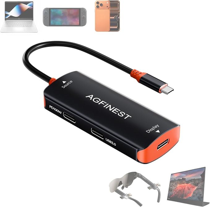 4K@60Hz USB C AR Glasses Adapter For Switch 2/Steam Deck/ROG Ally X