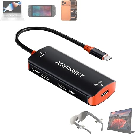 4K@60Hz USB C AR Glasses Adapter For Switch 2/Steam Deck/ROG Ally X