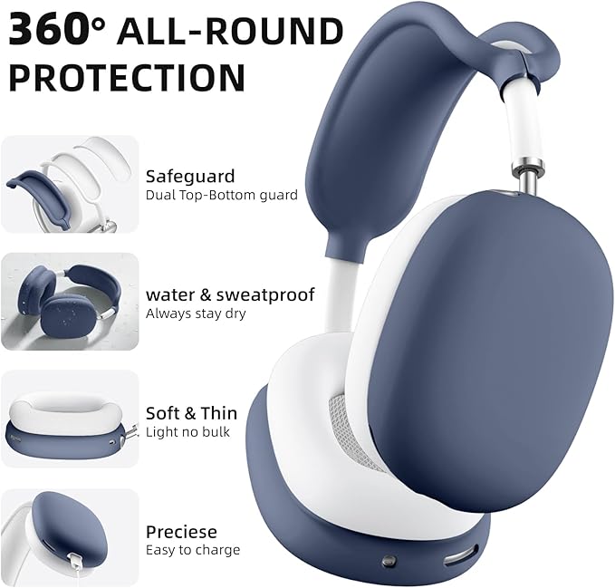 Lerobo for AirPods Max Case Cover,360° Protection Ear Pad Case/Ear Cups/Headband Cover for Headphones,Soft Skin Silicone Accessories Protector for Apple AirPods Max 2024/2020