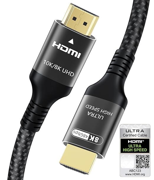 Certified 10K 8K HDMI 2.1 Cable 15 FT, 48Gbps Ultra High Speed HDMI® Cord Ethernet CEC 4K 240Hz 165Hz 144Hz 120Hz 8K 60Hz eARC Netflix HDCP2.3 HDR10+ PC Laptop RTX5090 TV Monitor Projector X-box PS5
