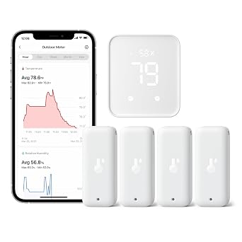 SwitchBot Wi-Fi Humidity Sensor 4 Pack with Hub 2 (Matter Enabled), IP65 Indoor Outdoor Thermometer Wireless, Humidity/Temperature/Dewpoint/VPD Sensor with Smart Alerts, Compatible with Alexa