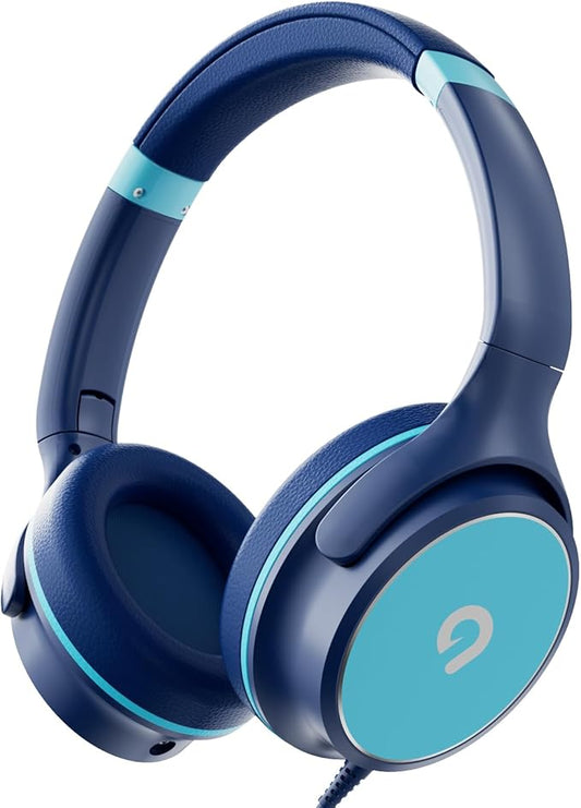 Kids Headphones with Safe 85dB/94dB Volume Limiter for Child/Teens, Foldable HD Stereo Sound Headset for Kindle Kids/fire Tablet/iPad/Laptop, Headphones with Microphone