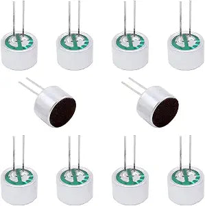 10Pcs Cylindrical Electret Condenser Microphone, 9767-58DB Mini Through Hole Electret Condenser Mic Pickup 10mm x 7mm, with 2 Pins 10mm for PCB
