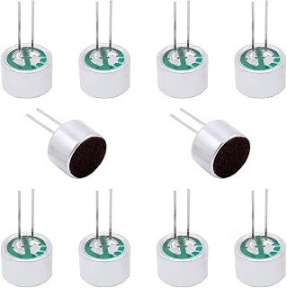10Pcs Cylindrical Electret Condenser Microphone, 9767-58DB Mini Through Hole Electret Condenser Mic Pickup 10mm x 7mm, with 2 Pins 10mm for PCB - Image 1