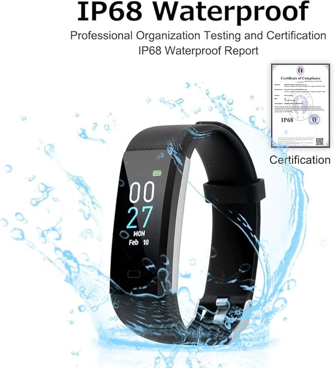 Fitness Tracker with Heart Rate Monitor/Step Counter/Calories, Activity Tracker Smart Watch Sleep Monitor, IP68, Health Tracker Pedometer for Man Women