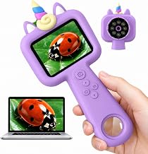Kids Microscope, 2.4" Screen Handheld Digital Microscope 600X with 4K Camera & 8 LED Lights, Portable Pocket Microscope for Bugs Plants Nature Exploration, STEM Science Toy Gift Ages 3-12（Purple）