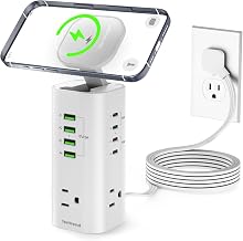 160W Fast Charging Station, TenTrend Power Strip Tower, 5FT Extension Cord - Image 1