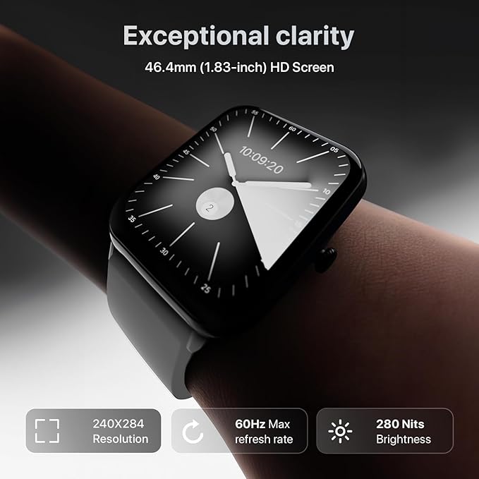 Fire-Boltt Ninja Call Pro Plus 46.48mm (1.83 inch) Smart Watch with Bluetooth Calling, AI Voice Assistance, 120 Sports Modes IP67 Rating, 240 * 280 Pixel High Resolution (Grey)