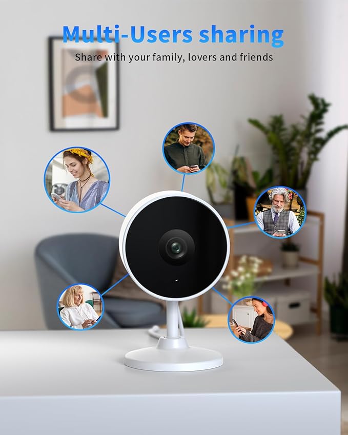 2K Indoor Security Camera for Home Security, AI Voice Change for 2-Way Talk, Motion Detection, Night Vision, 24/7 SD Recording/Cloud Storage, WiFi Home Camera (White)