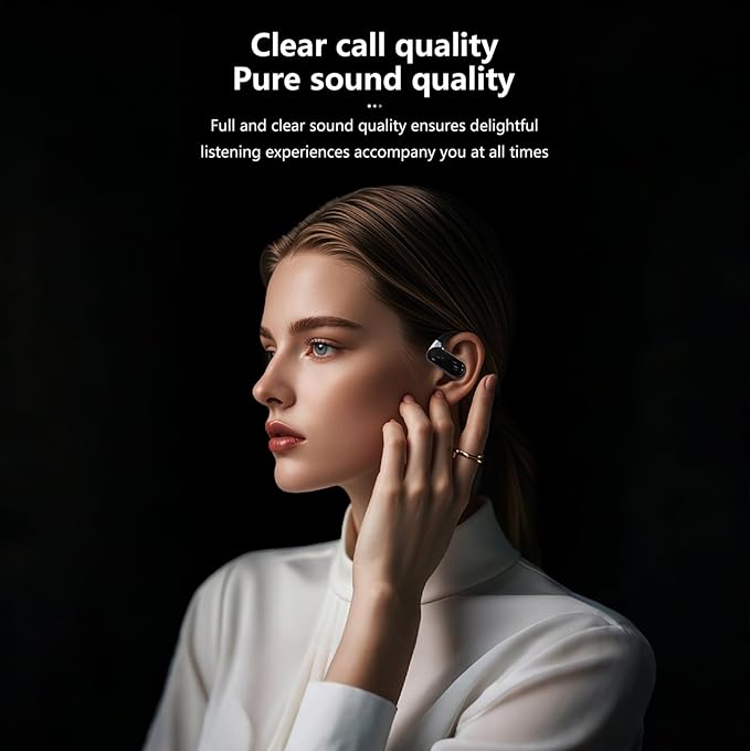 Smart Touch Screen Open Ear Earbuds with Screen for iPhone Android TWS Bluetooth Wireless Touchscreen Bone Conduction Earbuds Blue Tooth Ear Buds Bone Conduction Open Ear Headphones with Screen