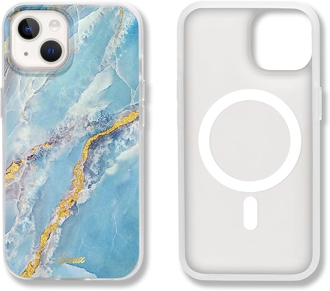 Sonix Case for iPhone 15, 14, 13 | Compatible with MagSafe | 10ft Drop Tested | Ice Blue Marble