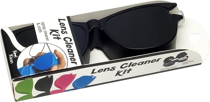 Calabria Kool Klean 4 Pack Eyeglasses Lens Cleaner Kit Blue/Black 15ml Cleaning Spray, White Cleaning Cloth Eyewear Cleaning