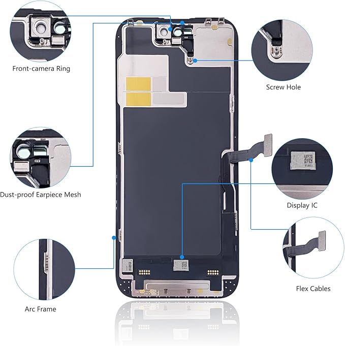 for iPhone 14 Pro Screen Replacement Black 6.1 Inch, LCD Touch Digitizer Complete Display for A2650, A2889, A2892, A2891, A2890,with Waterproof Seal+Tempered Glass+Repair Tools