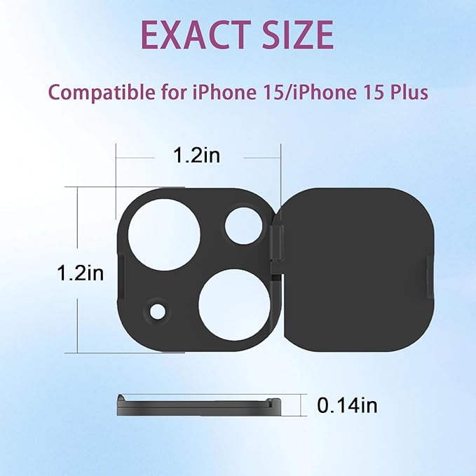 Camera Lens Cover Compatible for iPhone 15 / Phone 15 Plus,Camera Lens Protector to Protect Privacy and Security,Strong Adhesive -2 Pack