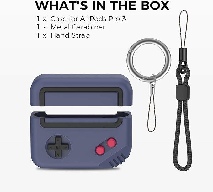 for AirPods Pro 3 Case - 2025 Silicone Game Console Design Case for Apple AirPods Pro 3rd Generation, Cute Airpod Pro 3 Cover for Men/Women (Midnight Blue)