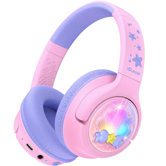 iClever Kids Bluetooth Headphones with LED Lights, BTH18 Safe Volume 74/85dBA, 43H Playtime, Bluetooth5.3 Kids Headphones Wireless Aux Cord for iPad/Tablet/Travel/School, Green