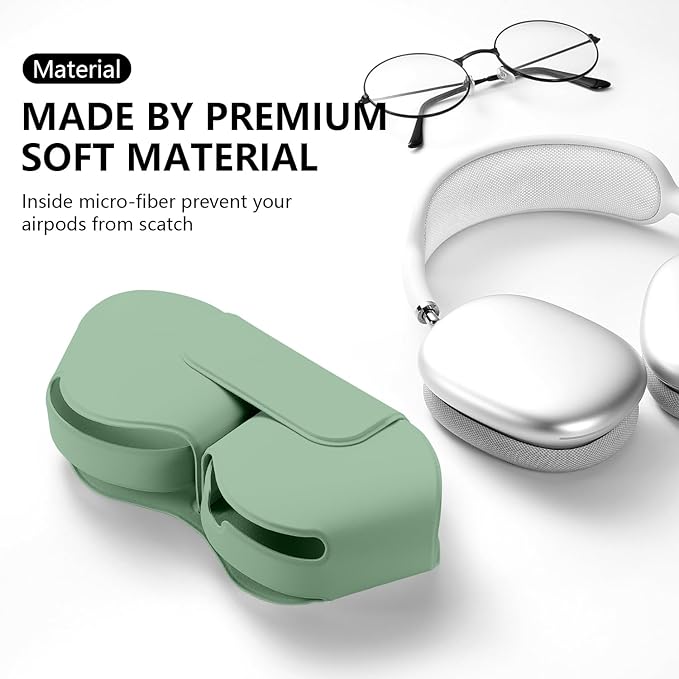 for Apple Airpods Max Case,Headphones Protective Case for AirPod Max Supports Sleep Mode, Anti-Scratch and Anti-Dust,Airpod Pro Max by PU Leather,Grass Green 2