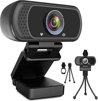 ToLuLu 1080P Webcam with Microphone, HD Webcam Web Camera with Tripod Stand