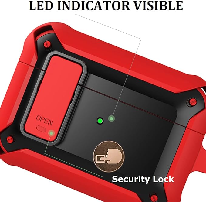 for Airpods Pro 2/1 Gen Case Cover with Lock (2019/2022/2023), Rugged Locking Case for Airpod Pro 2nd/1st Generation Shockproof Armor Protective Skin for Apple iPod Pro - Red/Black