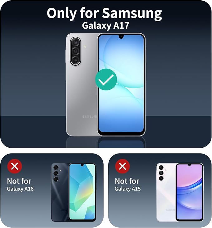 Screen Protector & Camera Lens Protector for Samsung Galaxy A17, Double Shatterproof HD Tempered Glass, High Light Transmittance, 9H Hardness Anti-Scratch Impact-Protection Case-Friendly, 3 Pack Each
