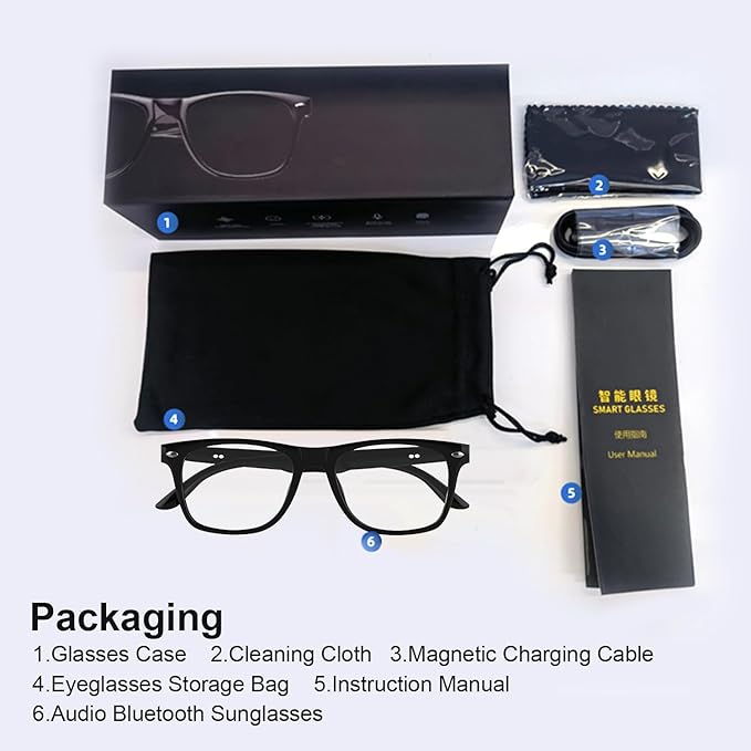 AI Bluetooth Glasses, AI Glasses Powered by ChatGPT, Color-Change Lenses, Support 169 Languages, Real-Time Translation via APP, Smart Glasses for Meeting/Travel/Trade (Clear)